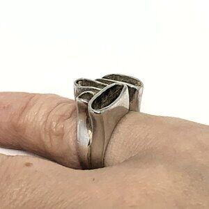 Silver Abstract Artisan Ring Size 5.5